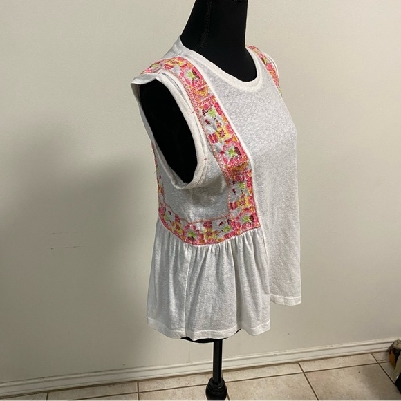 Free People Marcy Embroidered Peplum Ivory Top Size Small - Picture 3 of 13